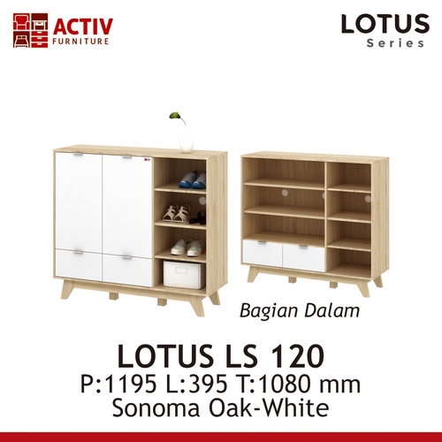 LEMARI SEPATU 120 – LOTUS LS 120 S0NOMA OAK-WHITE