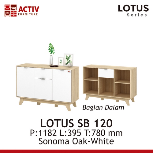 SIDEBOARD- LOTUS SB 120 SONOMA OAK-WHITE
